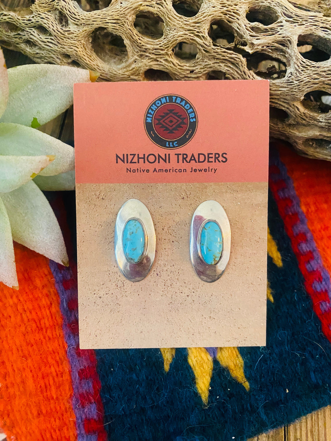 Navajo Sterling Silver & Turquoise Stud Earrings