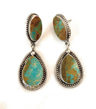 Load image into Gallery viewer, Navajo Royston Turquoise &amp; Sterling Silver Dangle Earrings