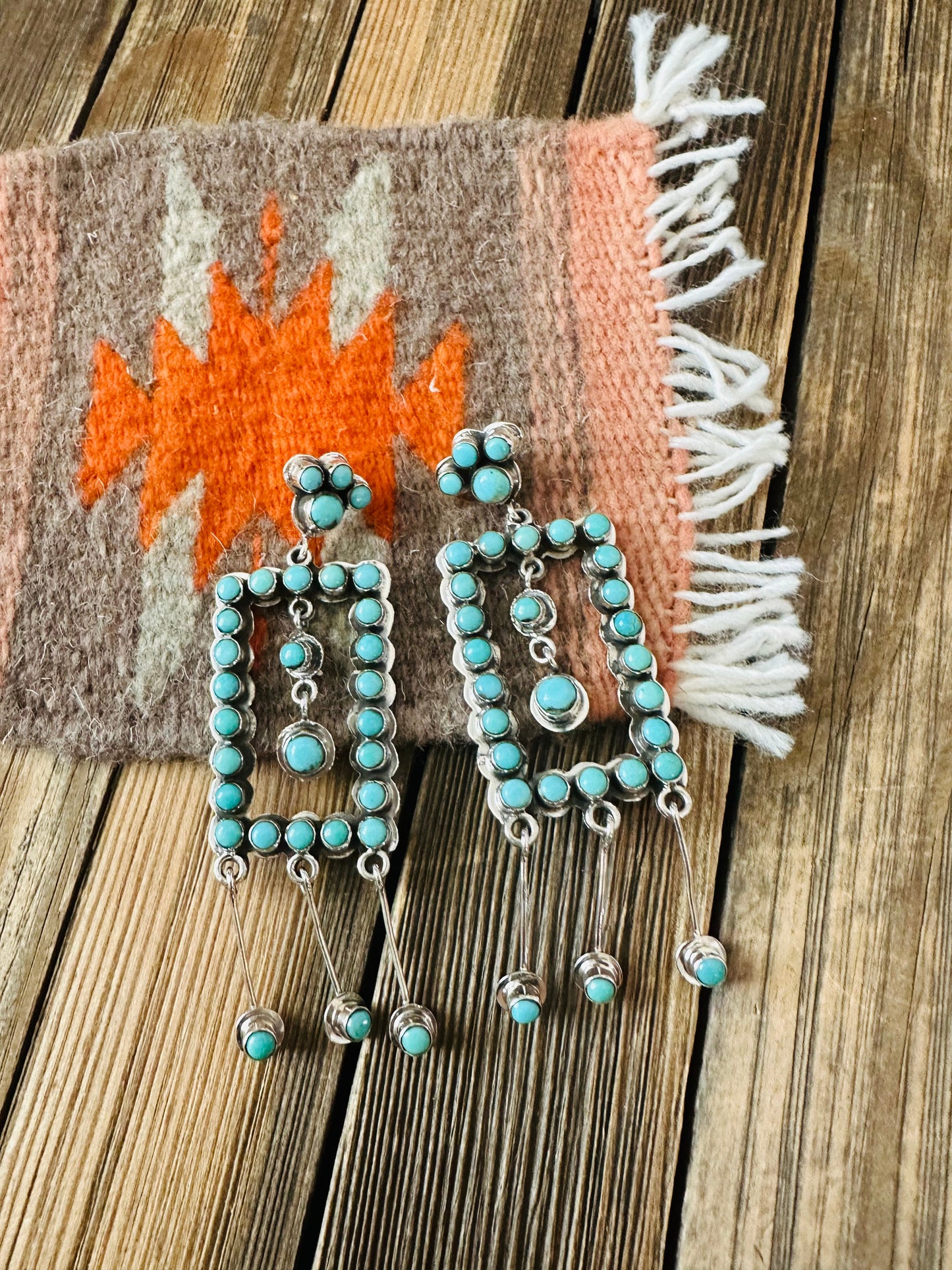 Handmade Turquoise And Sterling Silver Dangle Earrings