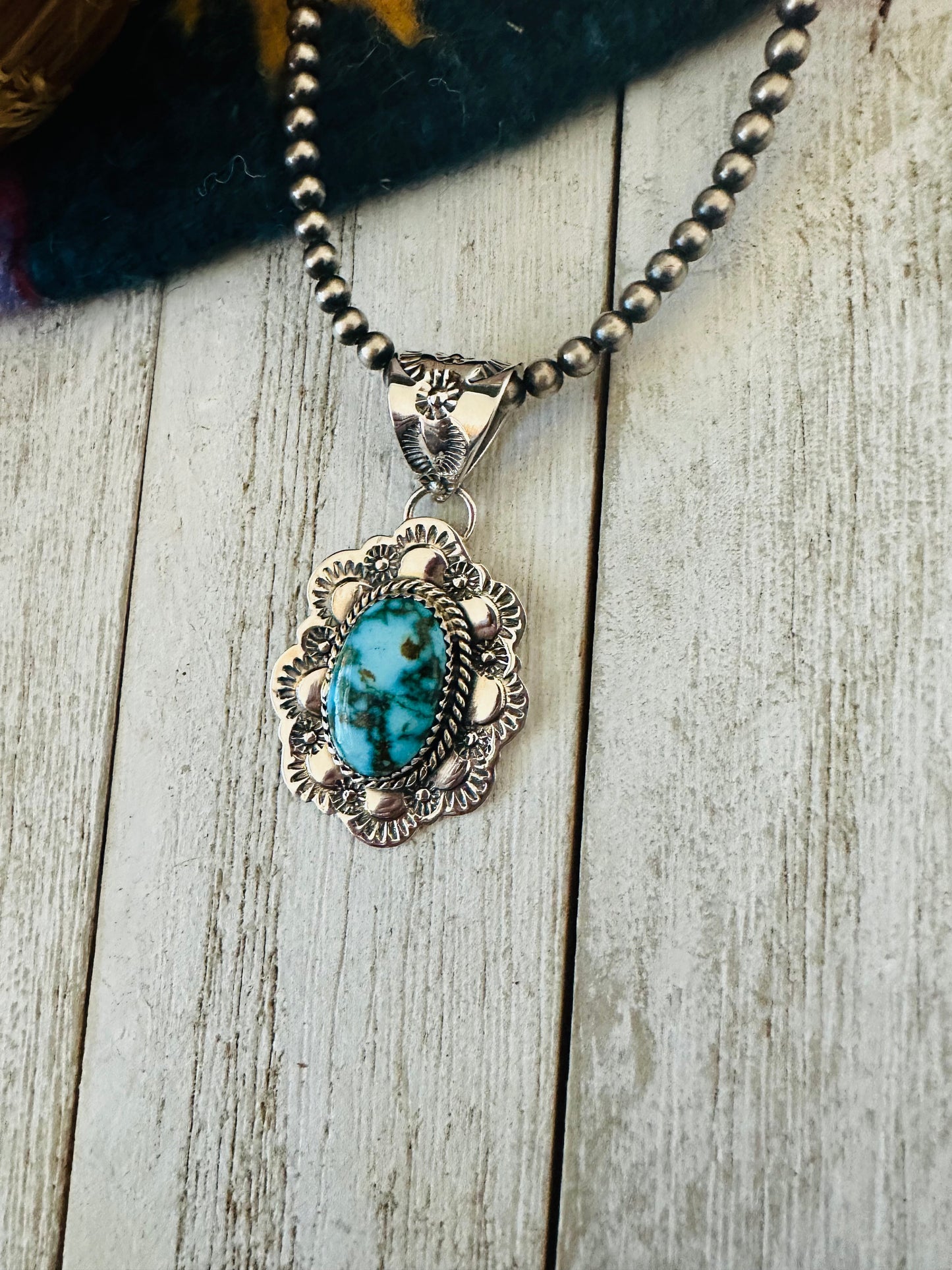 Handmade Sterling Silver & Kingman Turquoise Pendant