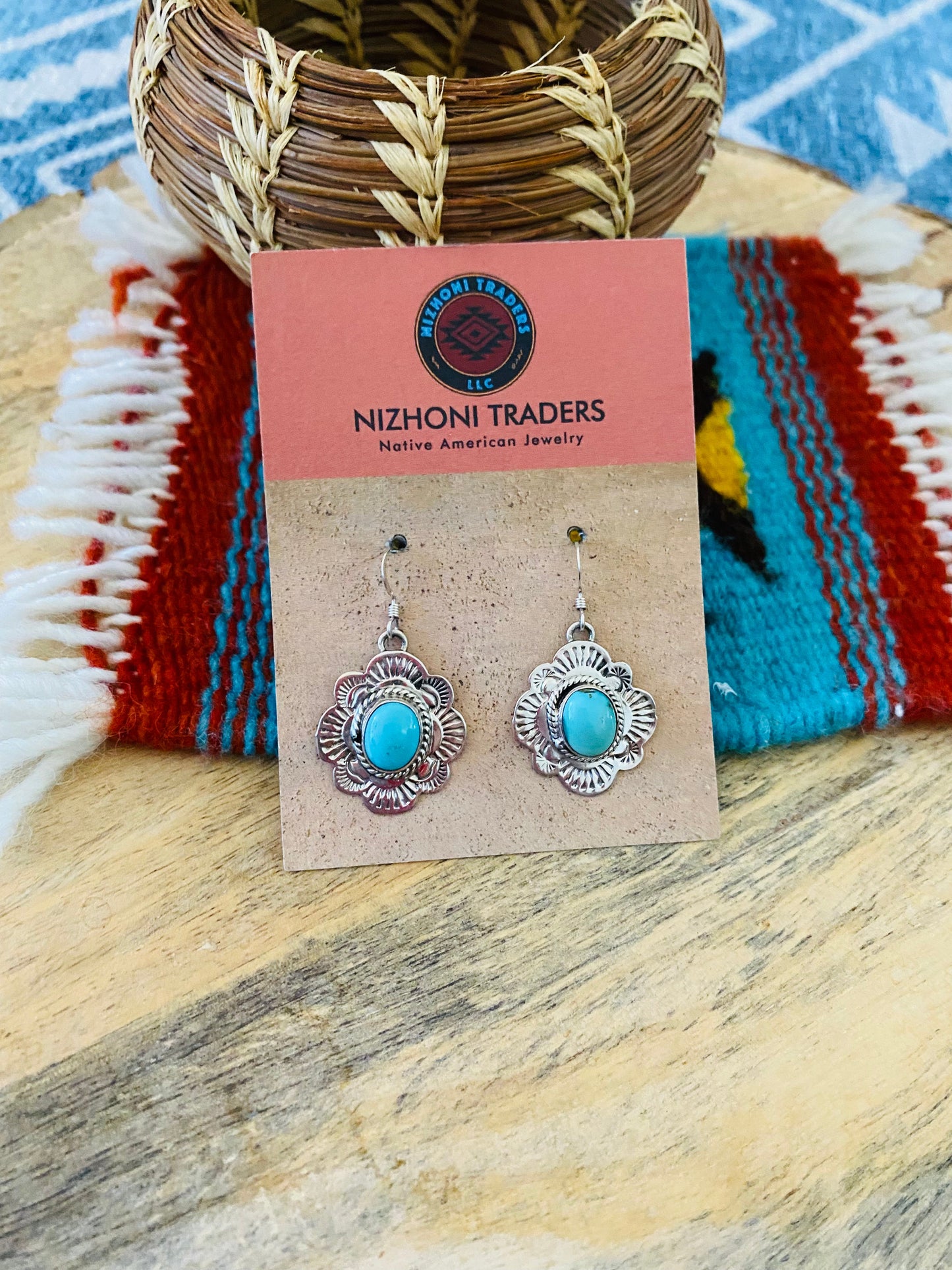 Navajo Sterling Silver & Turquoise Dangle Earrings