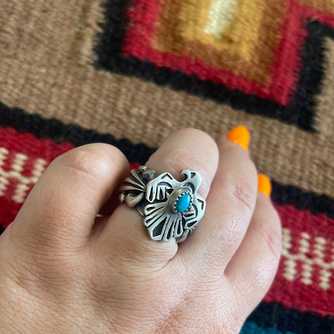 Navajo Sterling Silver Turquoise Thunderbird Ring