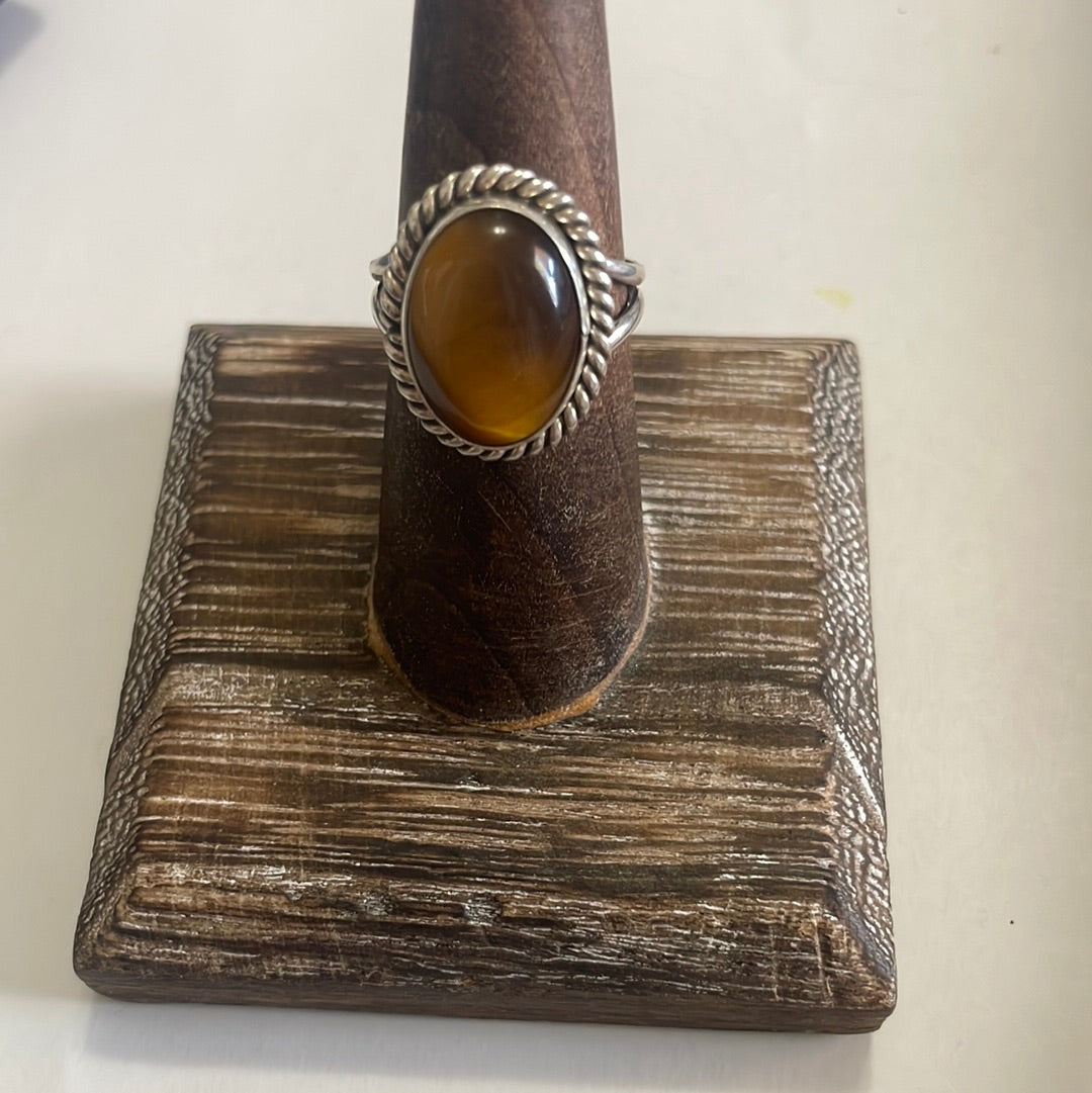 Beautiful Navajo Sterling Silver Tigers Eye Ring