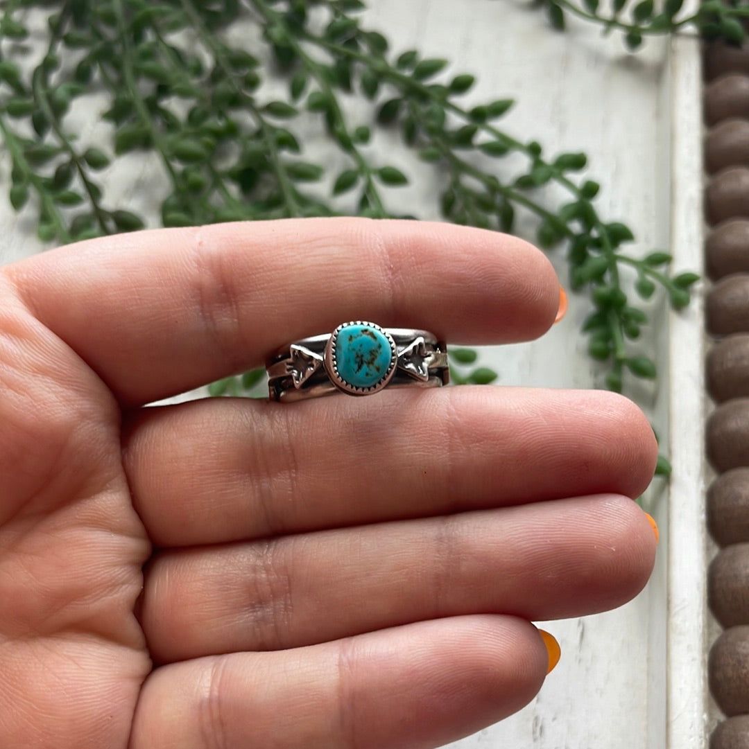 “The Double Arrow” Navajo Turquoise Sterling Silver Ring