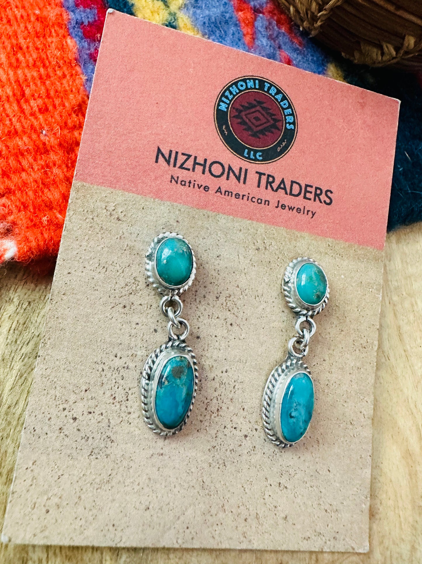 Navajo Sterling Silver & Turquoise Dangle Earrings