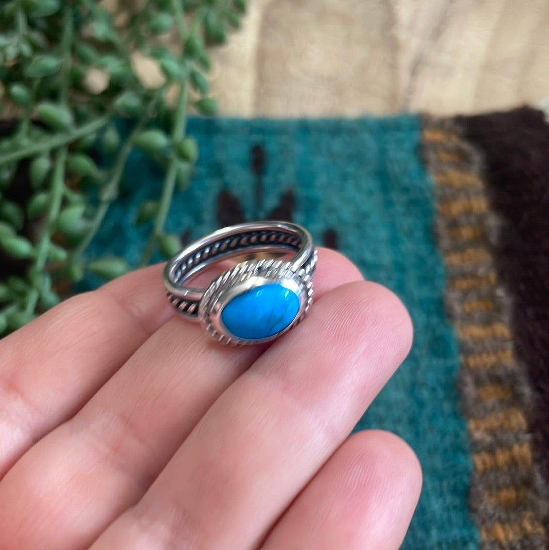 “The Mili” Navajo Sterling Silver Single Stone Turquoise Ring