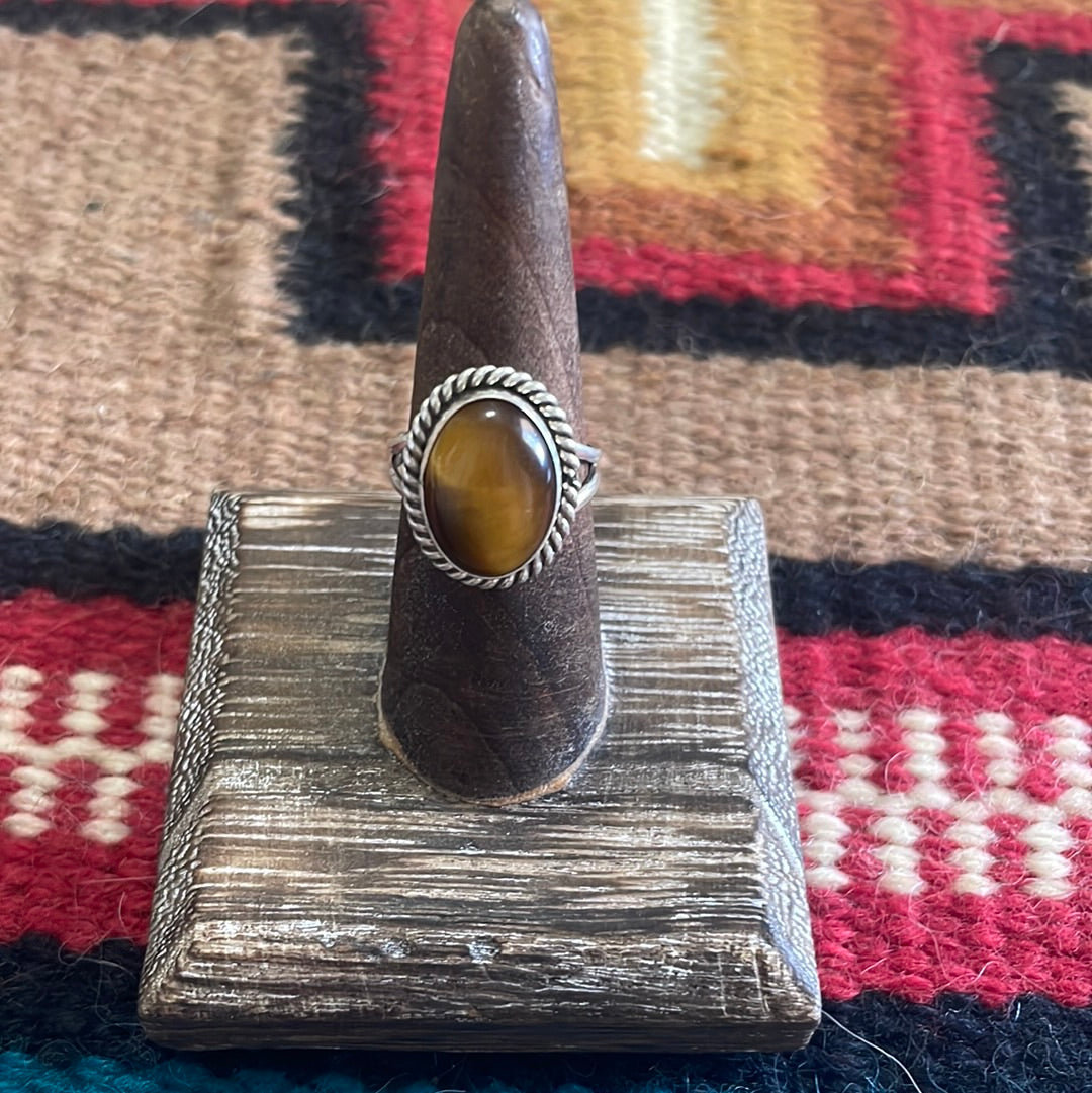 Beautiful Navajo Sterling Silver Tigers Eye Ring