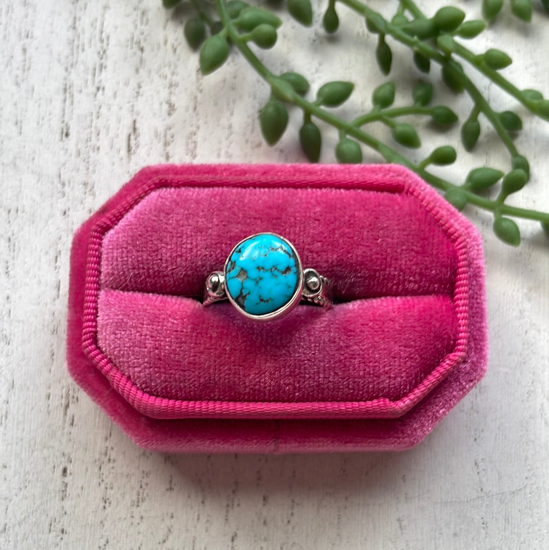 Navajo Sterling Silver Single Stone Turquoise Ring