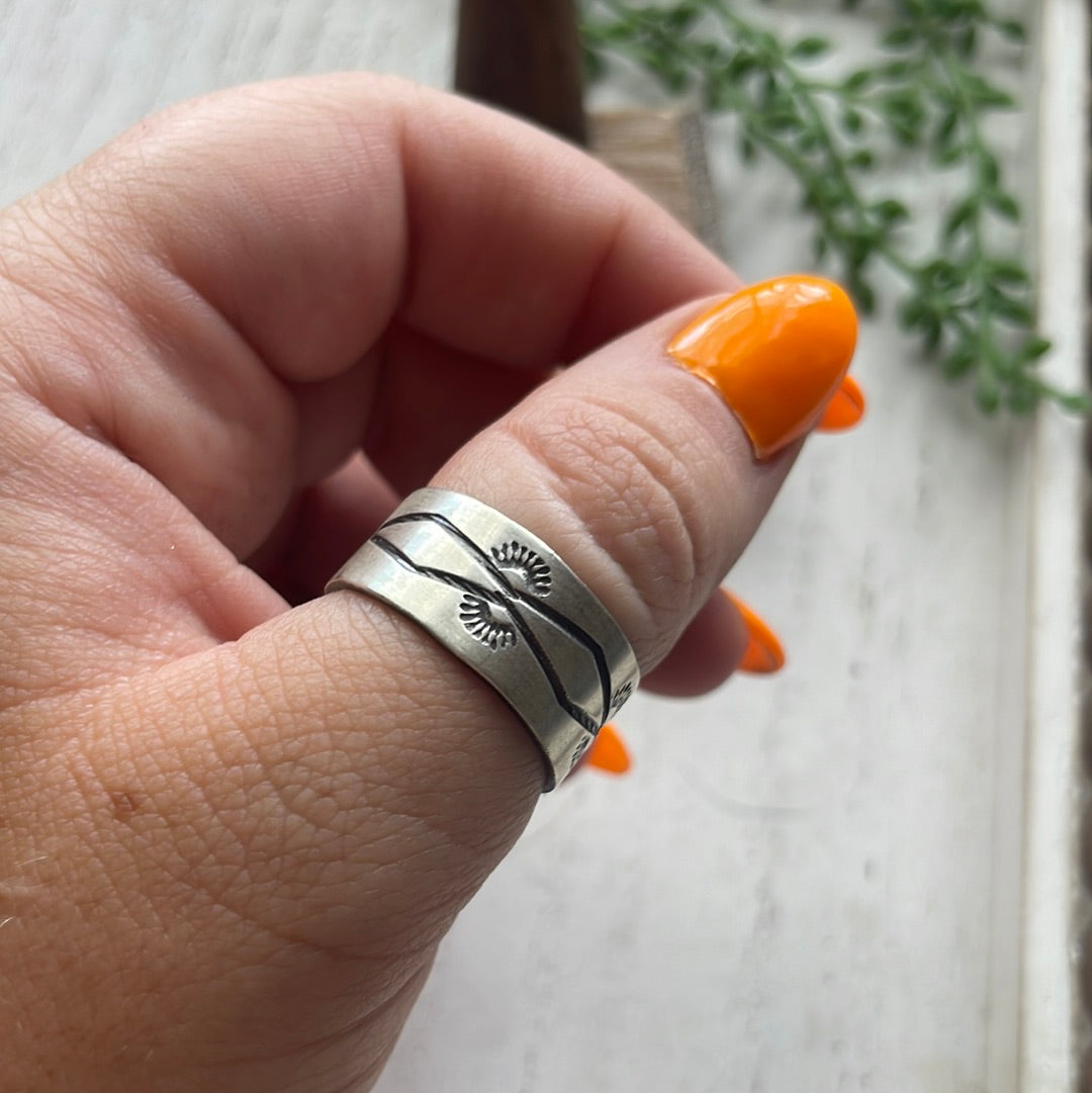 Navajo Sterling Silver Hand-stamped Ring Band