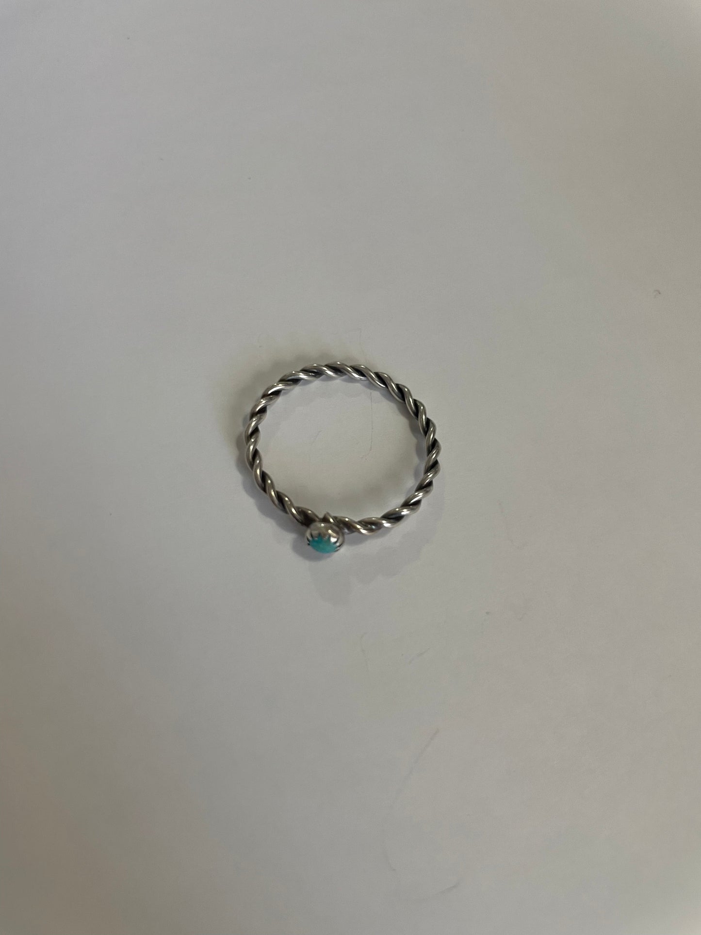 Navajo Mini Stone Turquoise Sterling Silver Braided Band Ring