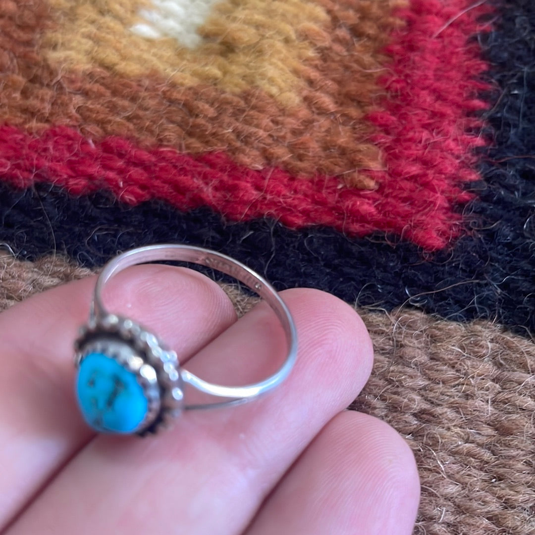 Navajo Single Stone Turquoise Sterling Silver Ring