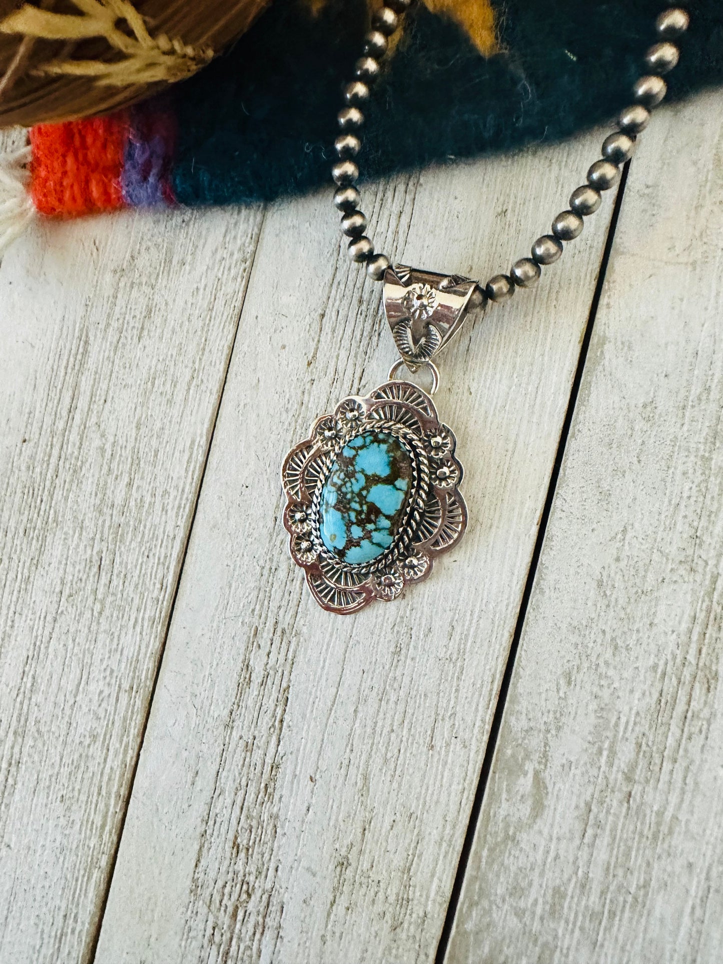 Handmade Sterling Silver & Kingman Turquoise Pendant