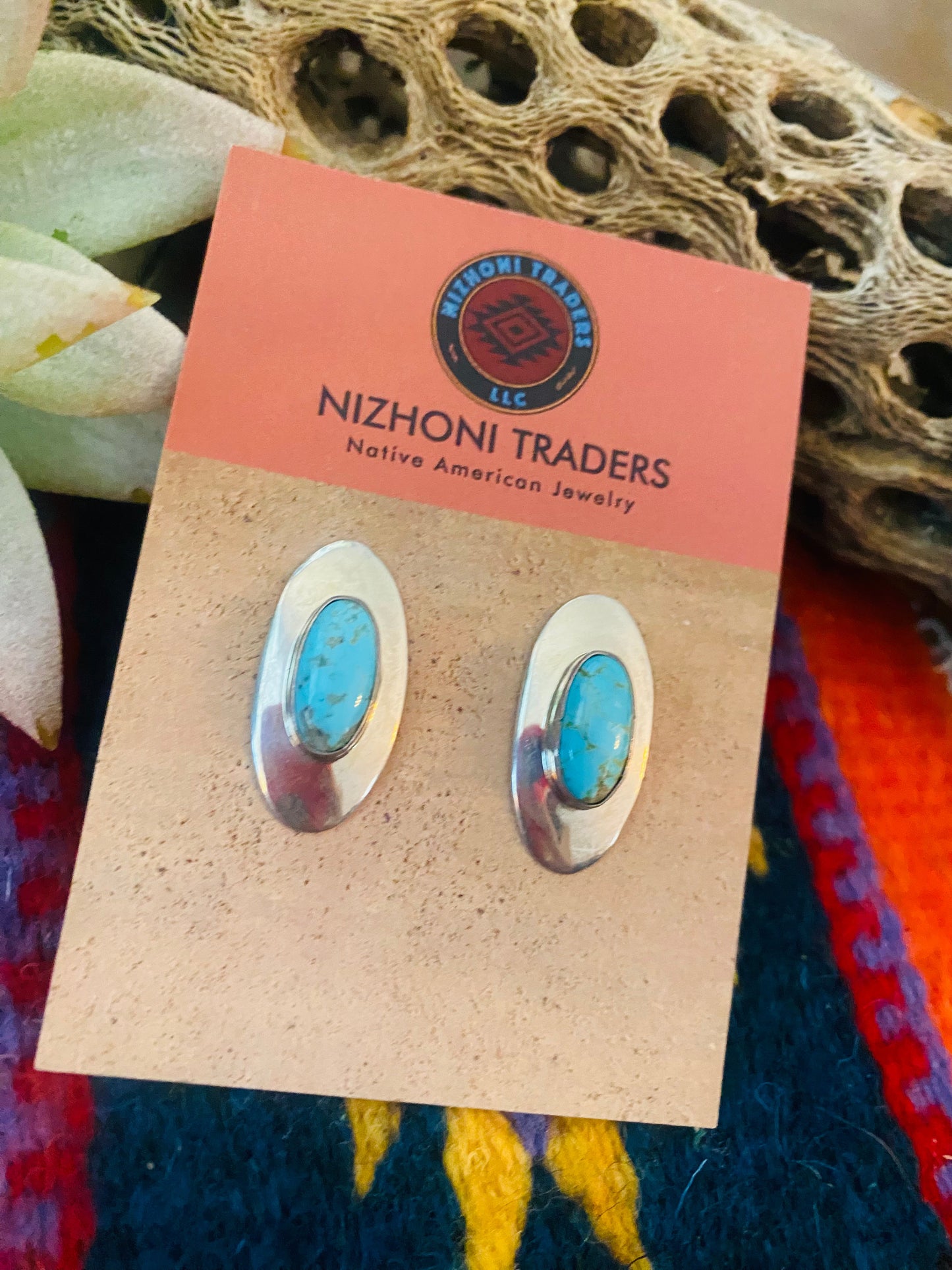 Navajo Sterling Silver & Turquoise Stud Earrings