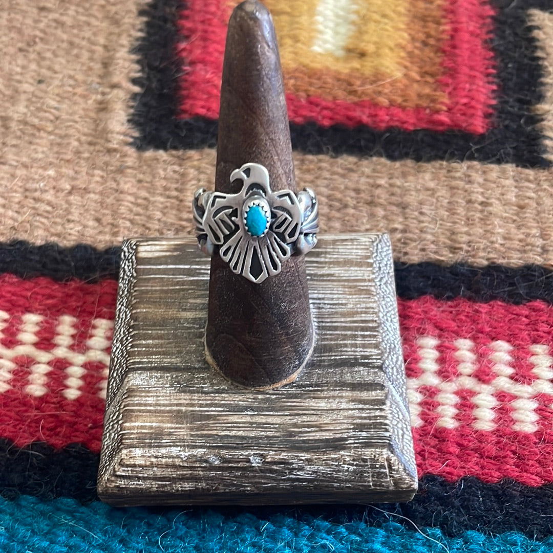 Navajo Sterling Silver Turquoise Thunderbird Ring