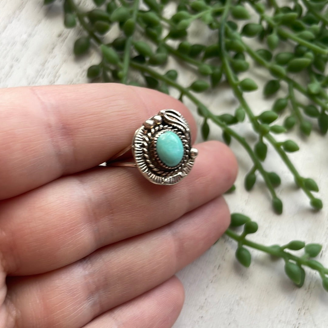 Navajo Single Stone Turquoise Sterling Silver Ring