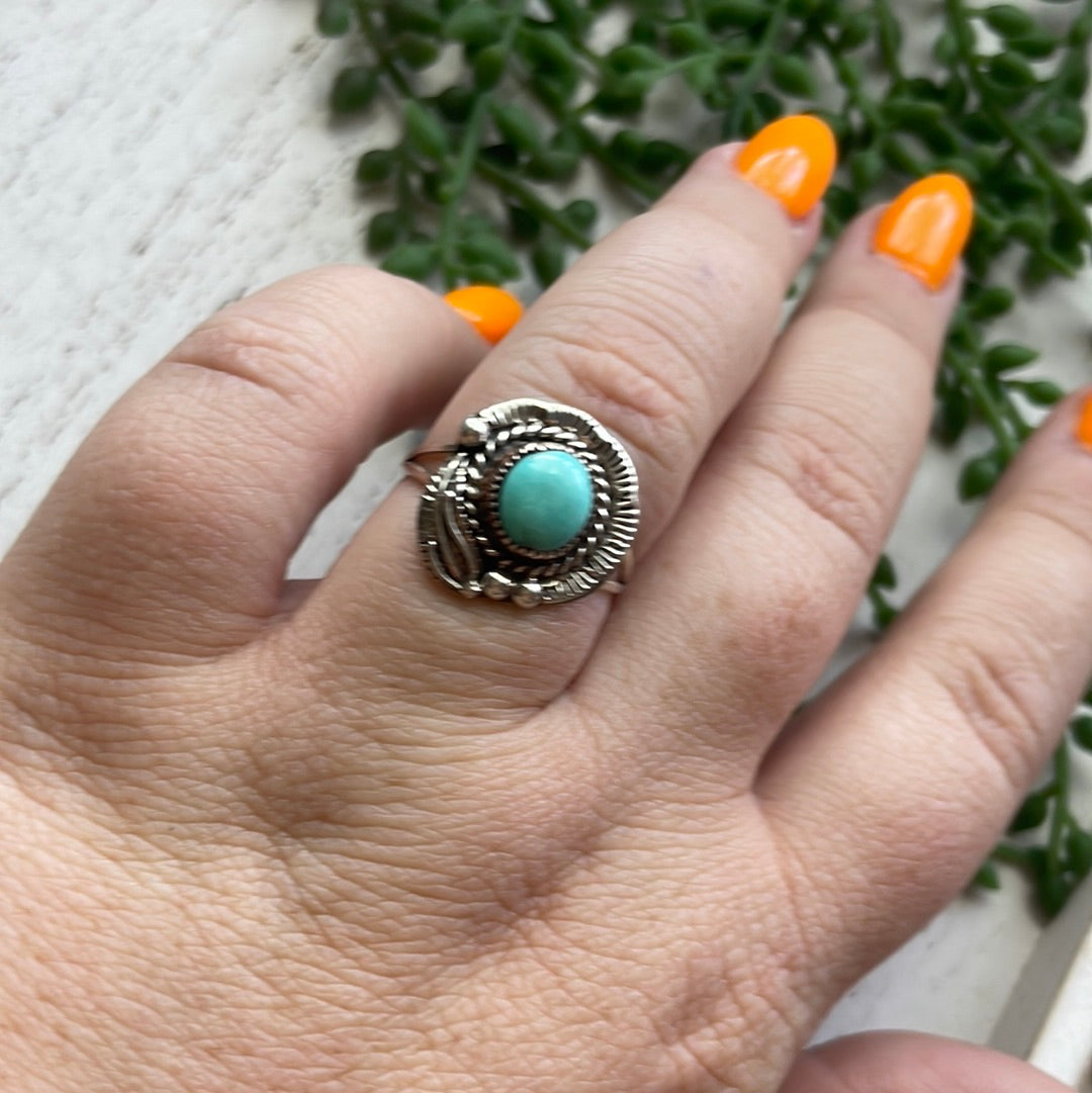 Navajo Single Stone Turquoise Sterling Silver Ring