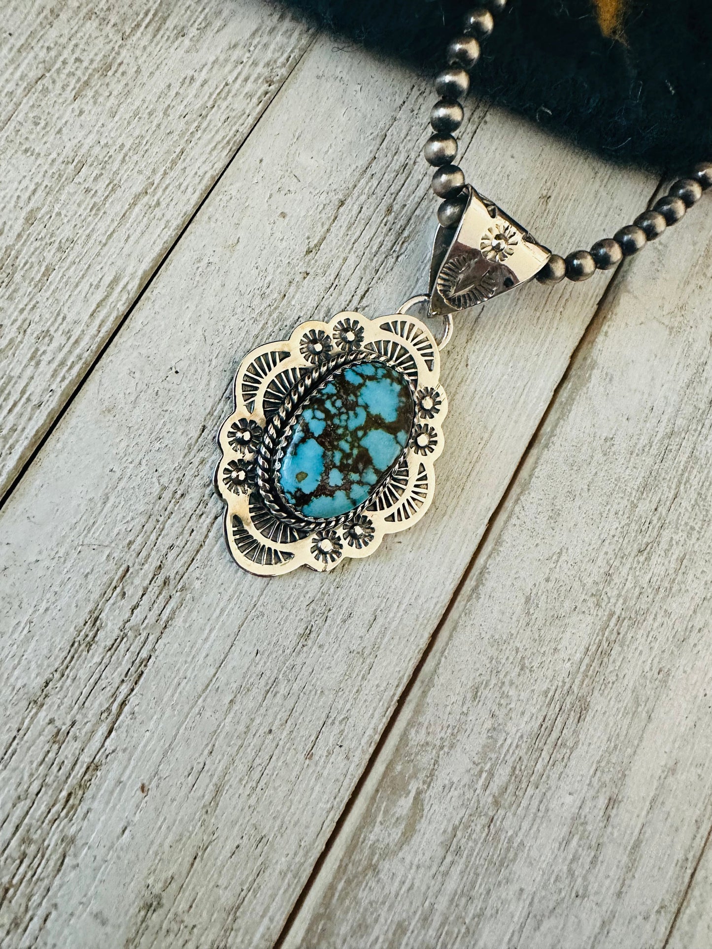 Handmade Sterling Silver & Kingman Turquoise Pendant