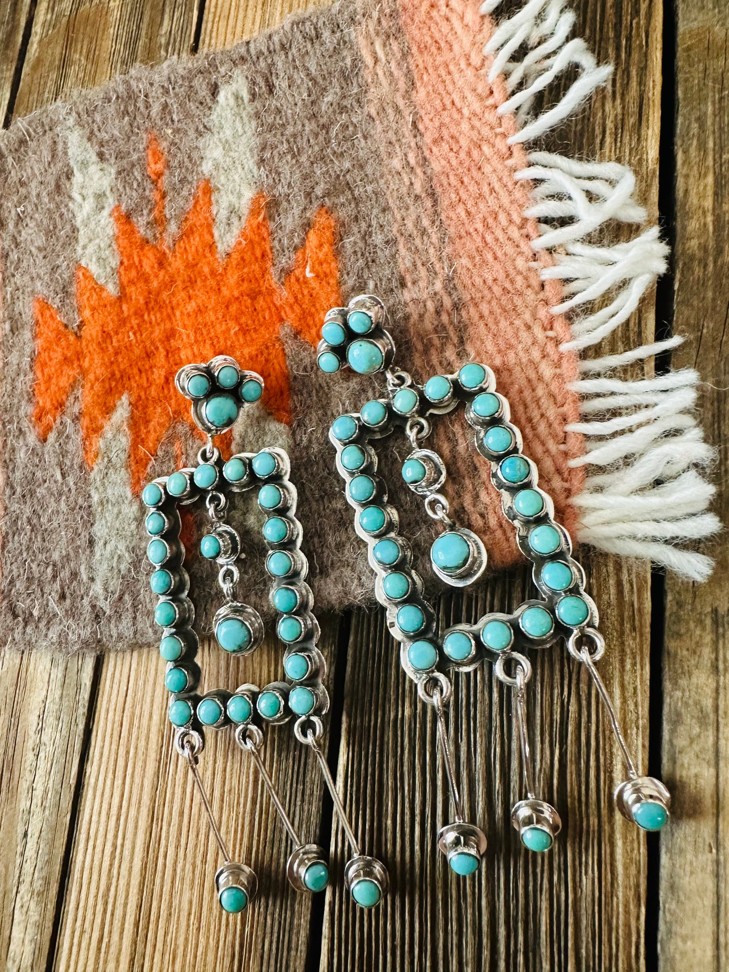 Handmade Turquoise And Sterling Silver Dangle Earrings