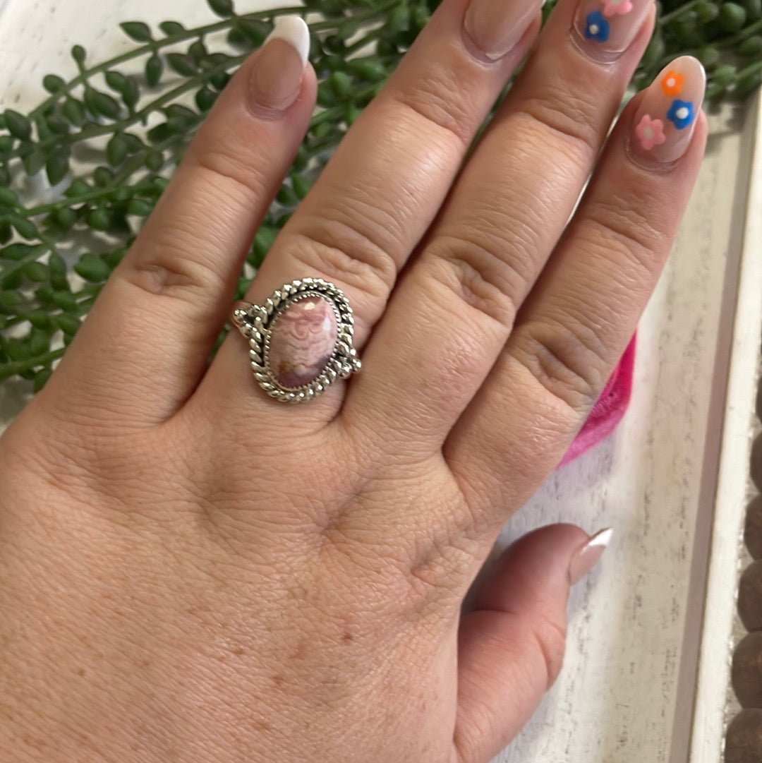 Navajo Sterling Silver & Rhodochrosite Oval Ring