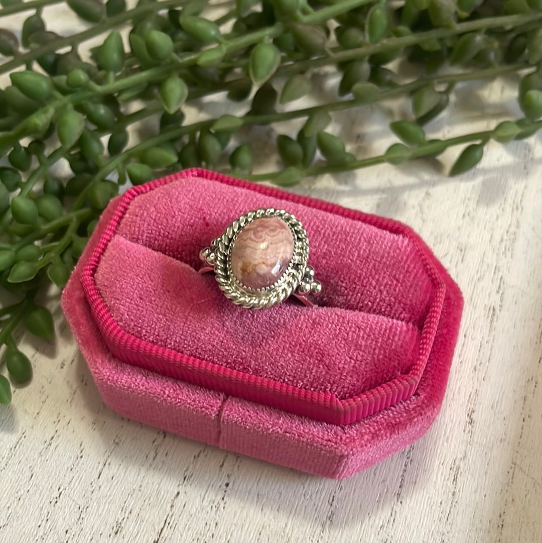 Navajo Sterling Silver & Rhodochrosite Oval Ring