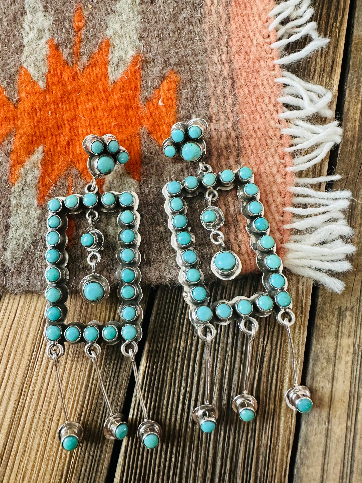 Handmade Turquoise And Sterling Silver Dangle Earrings