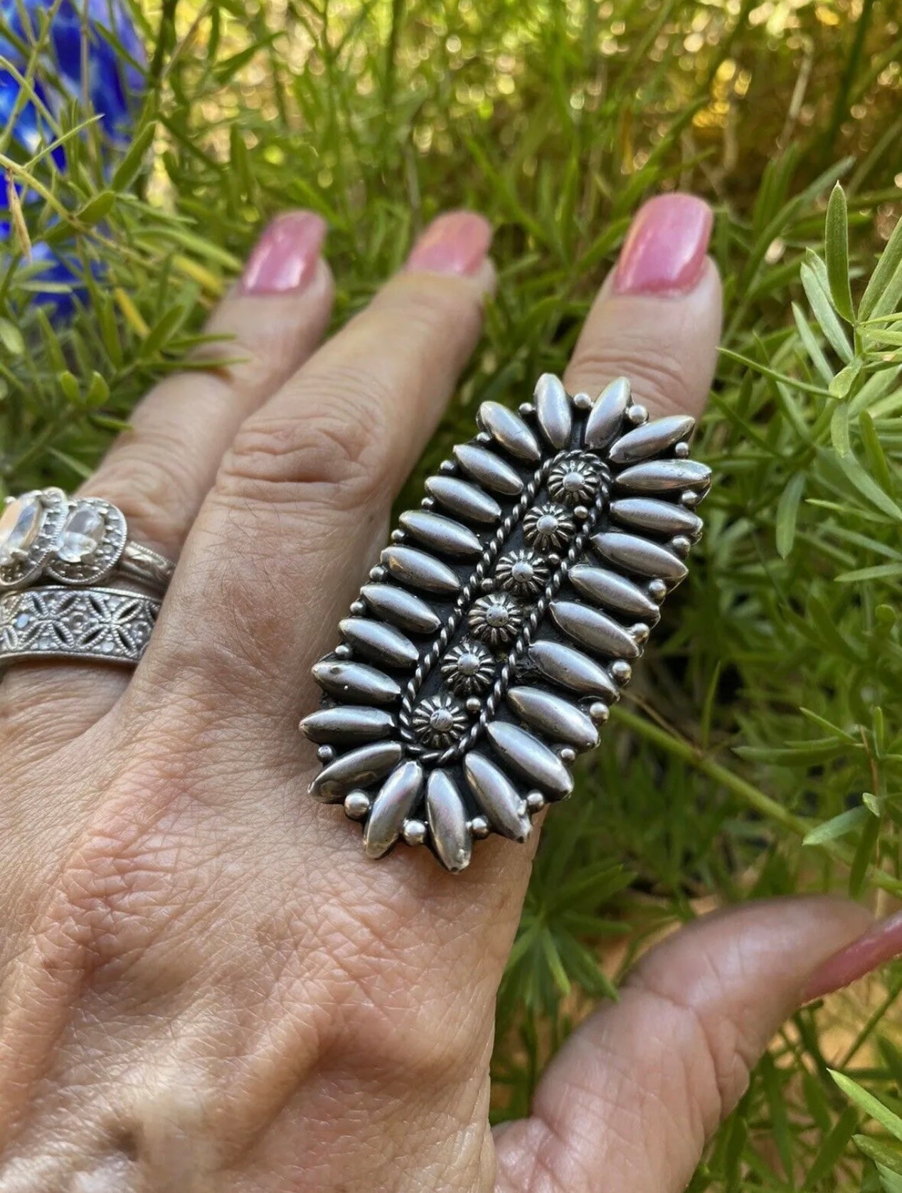 Patrick Yazzie Navajo Sterling Silver Hand Stamped Ring