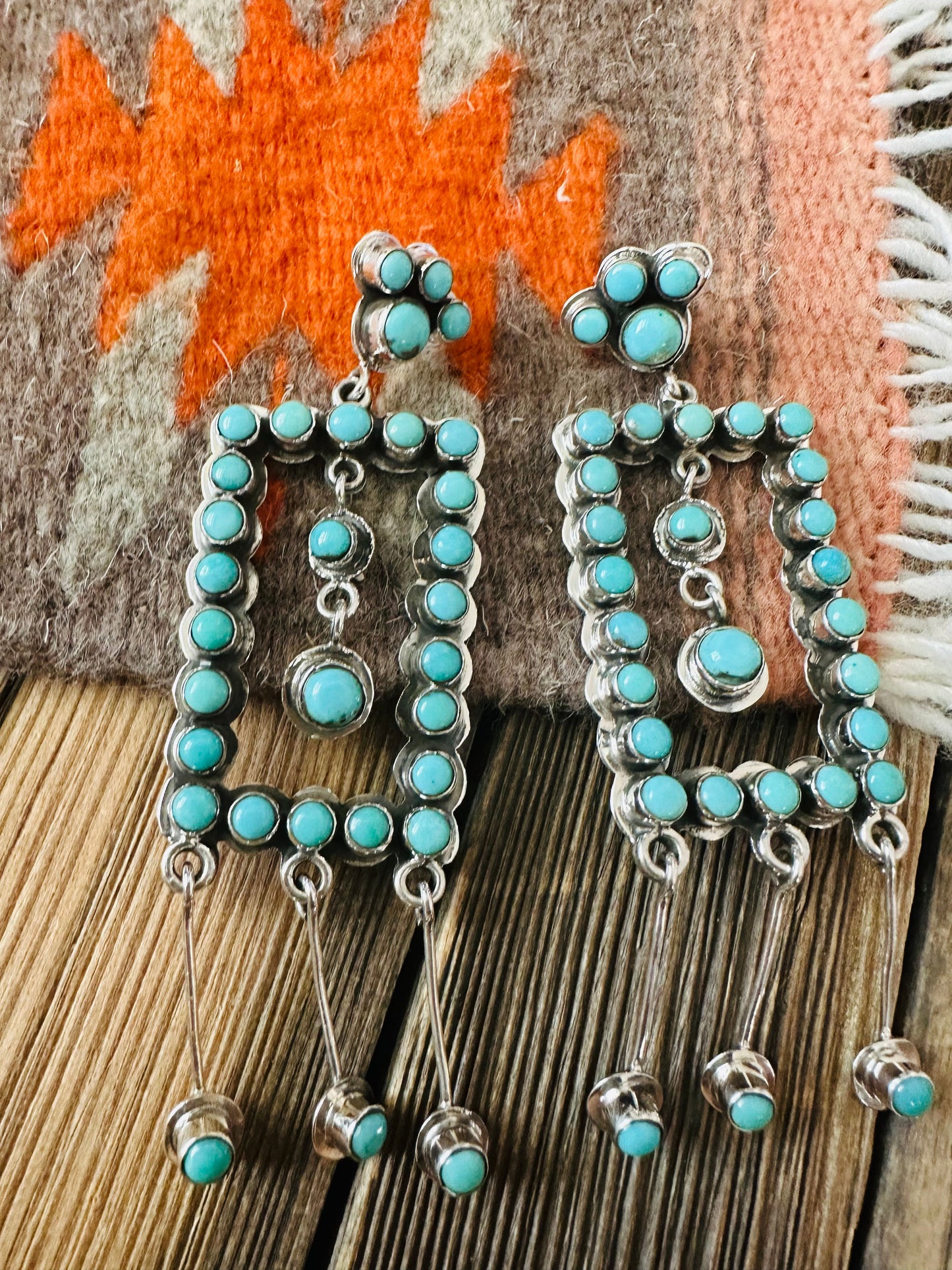 Handmade Turquoise And Sterling Silver Dangle Earrings