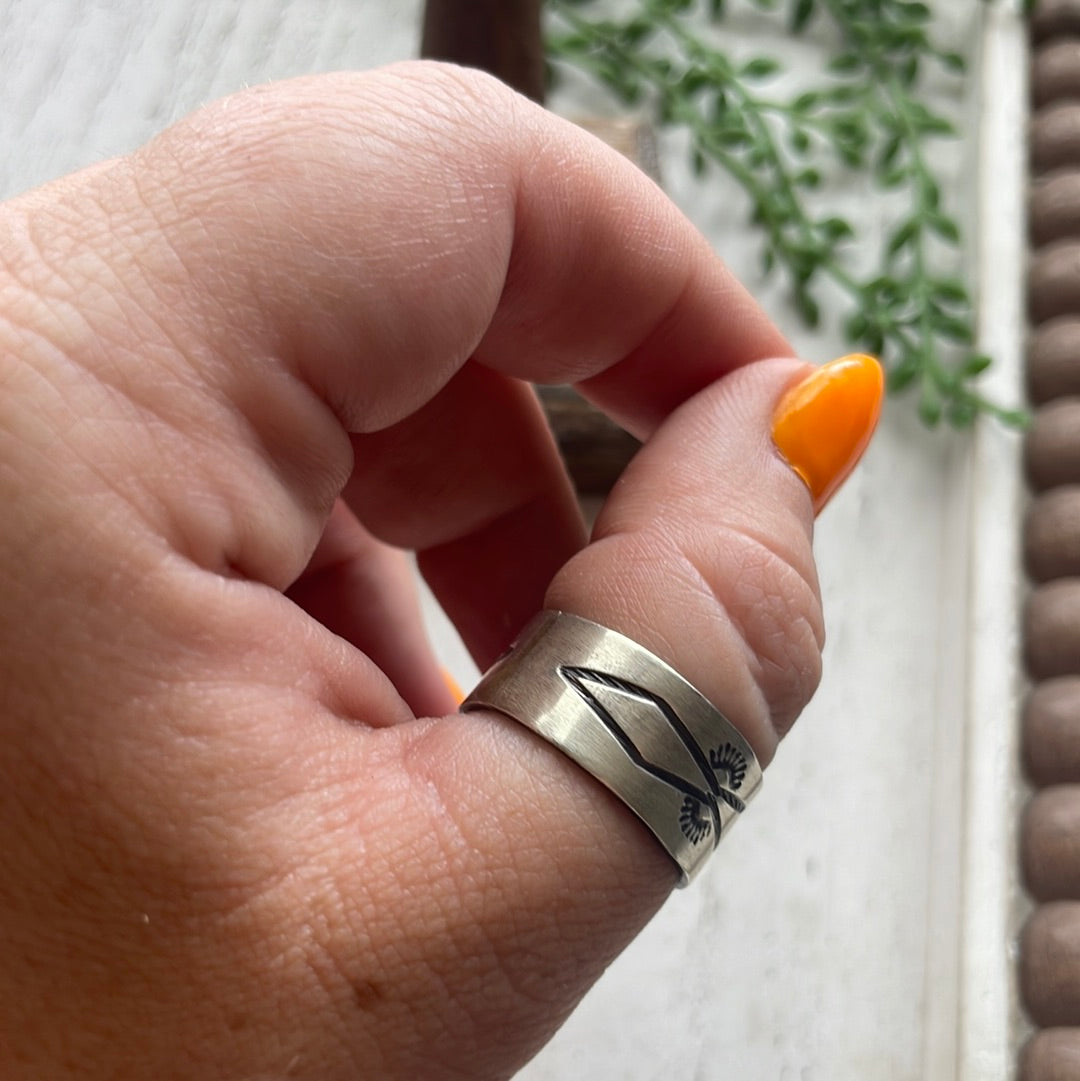 Navajo Sterling Silver Hand-stamped Ring Band