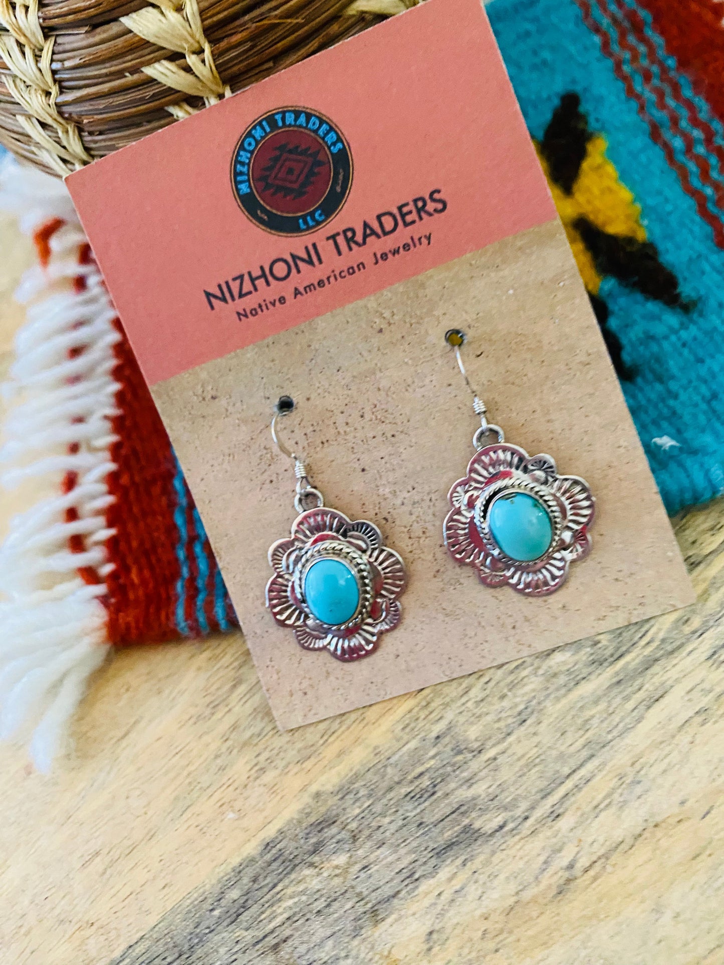 Navajo Sterling Silver & Turquoise Dangle Earrings