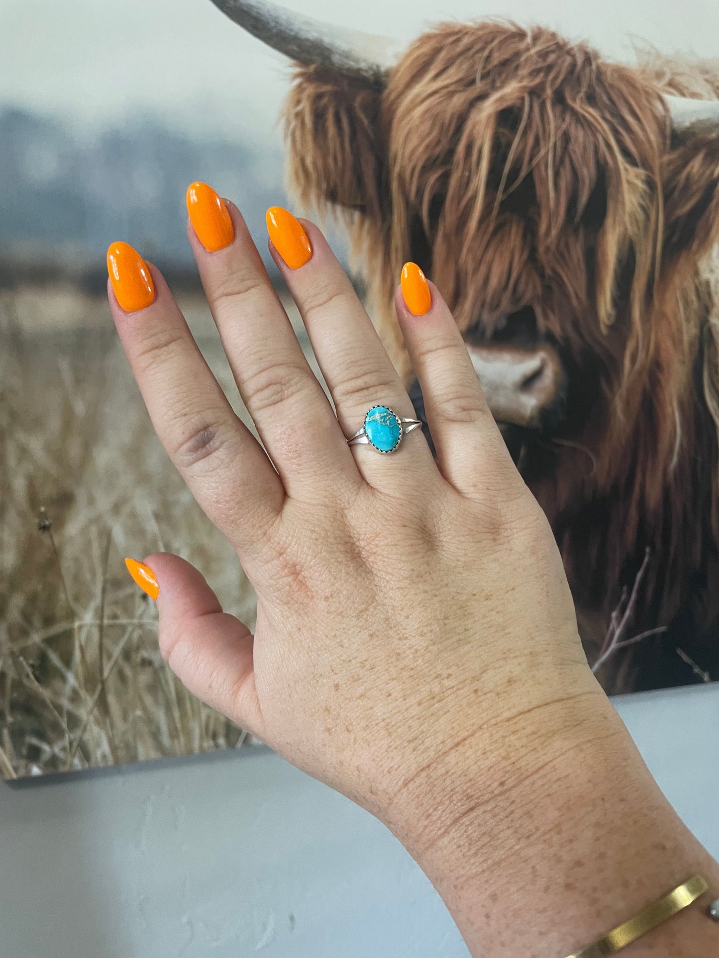 Navajo Single Stone Turquoise Sterling Silver Ring