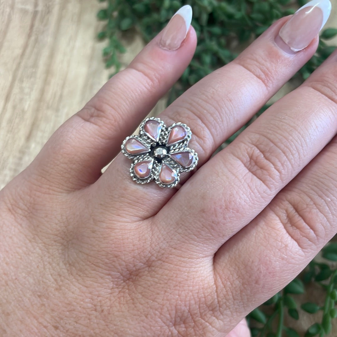 Navajo Opal & Sterling Silver Flower Ring