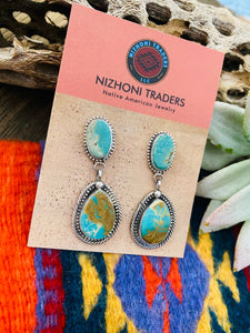 Navajo Royston Turquoise & Sterling Silver Dangle Earrings
