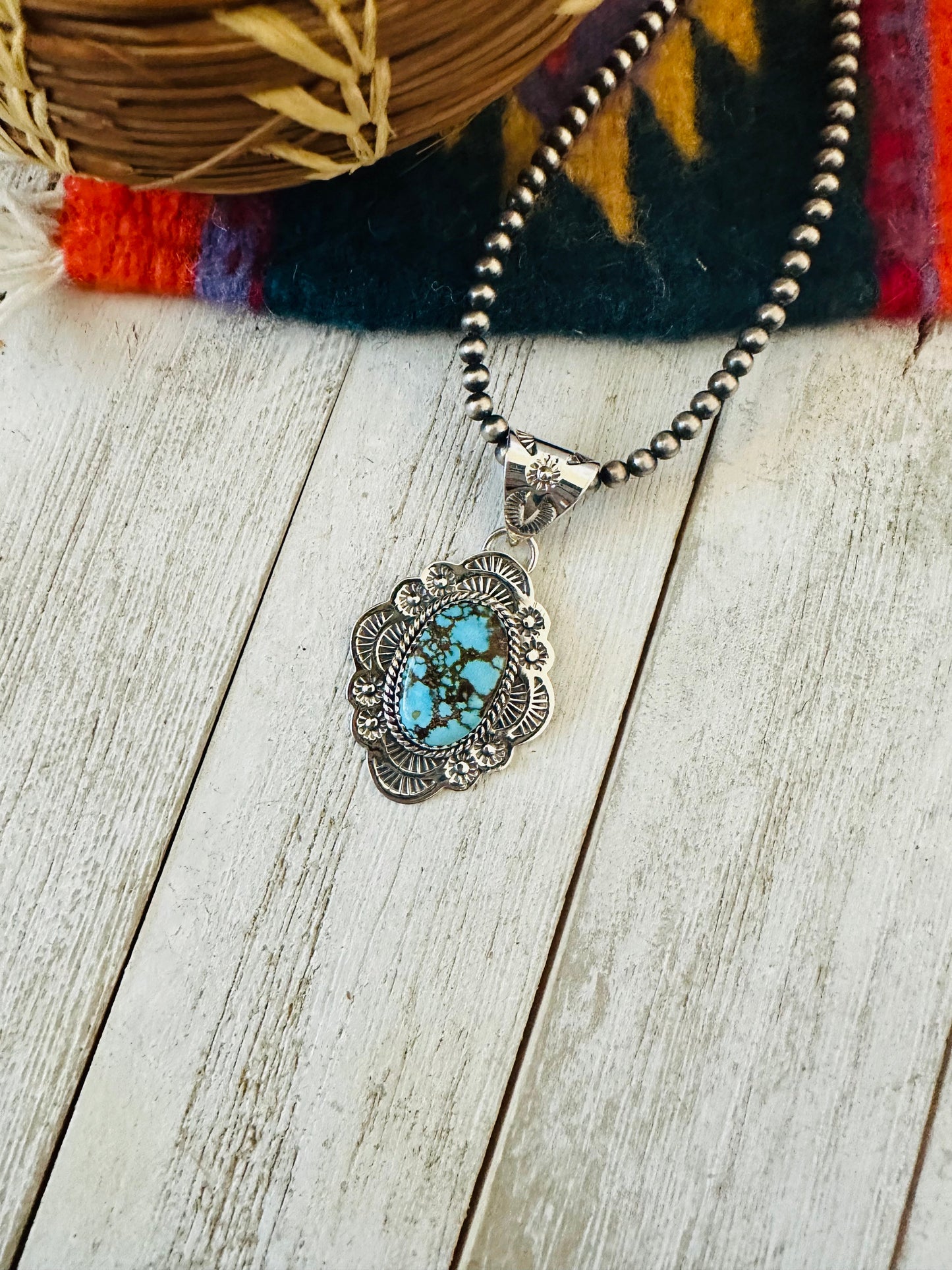 Handmade Sterling Silver & Kingman Turquoise Pendant