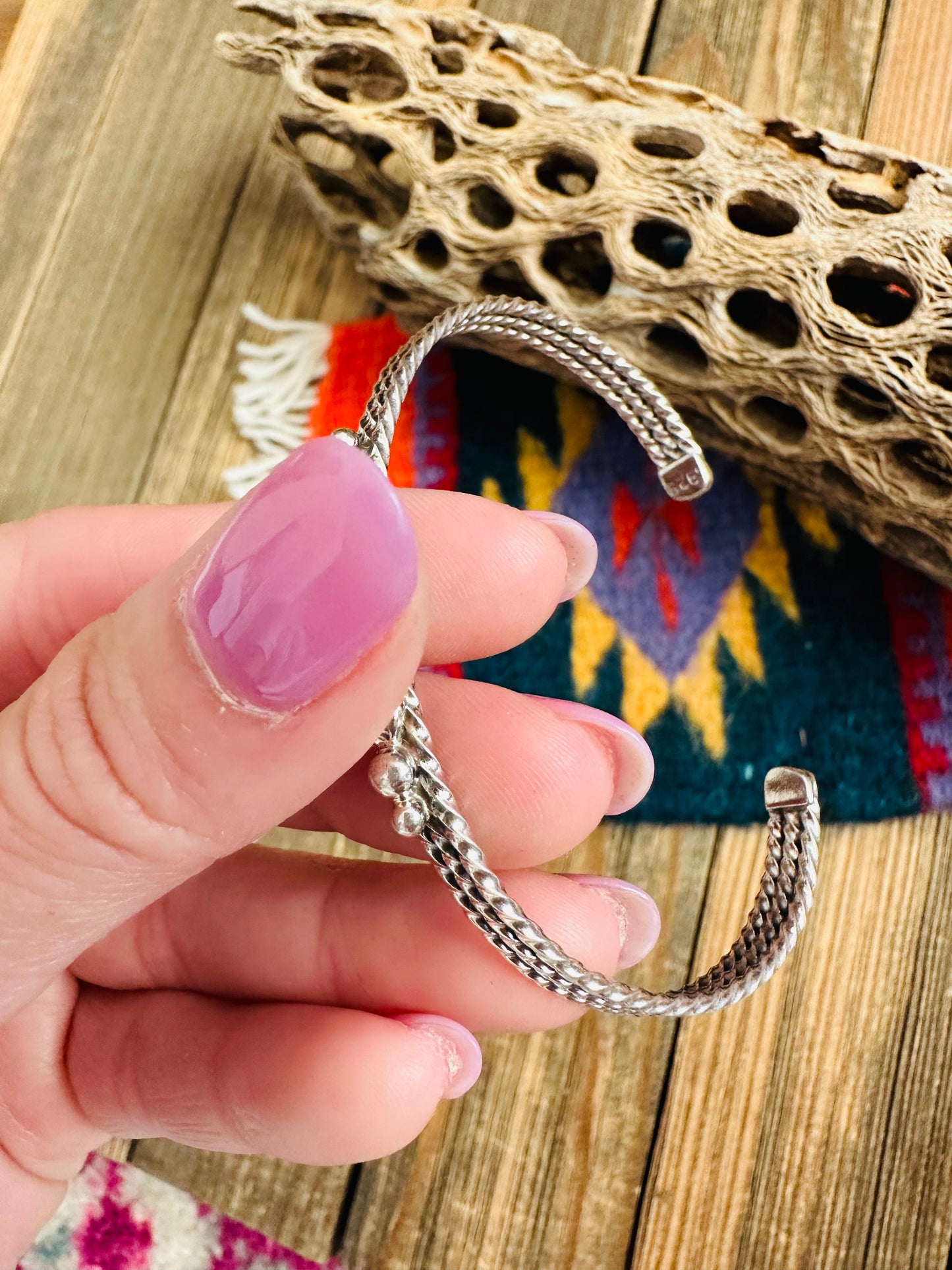 Navajo Coral & Sterling Silver Cuff Bracelet