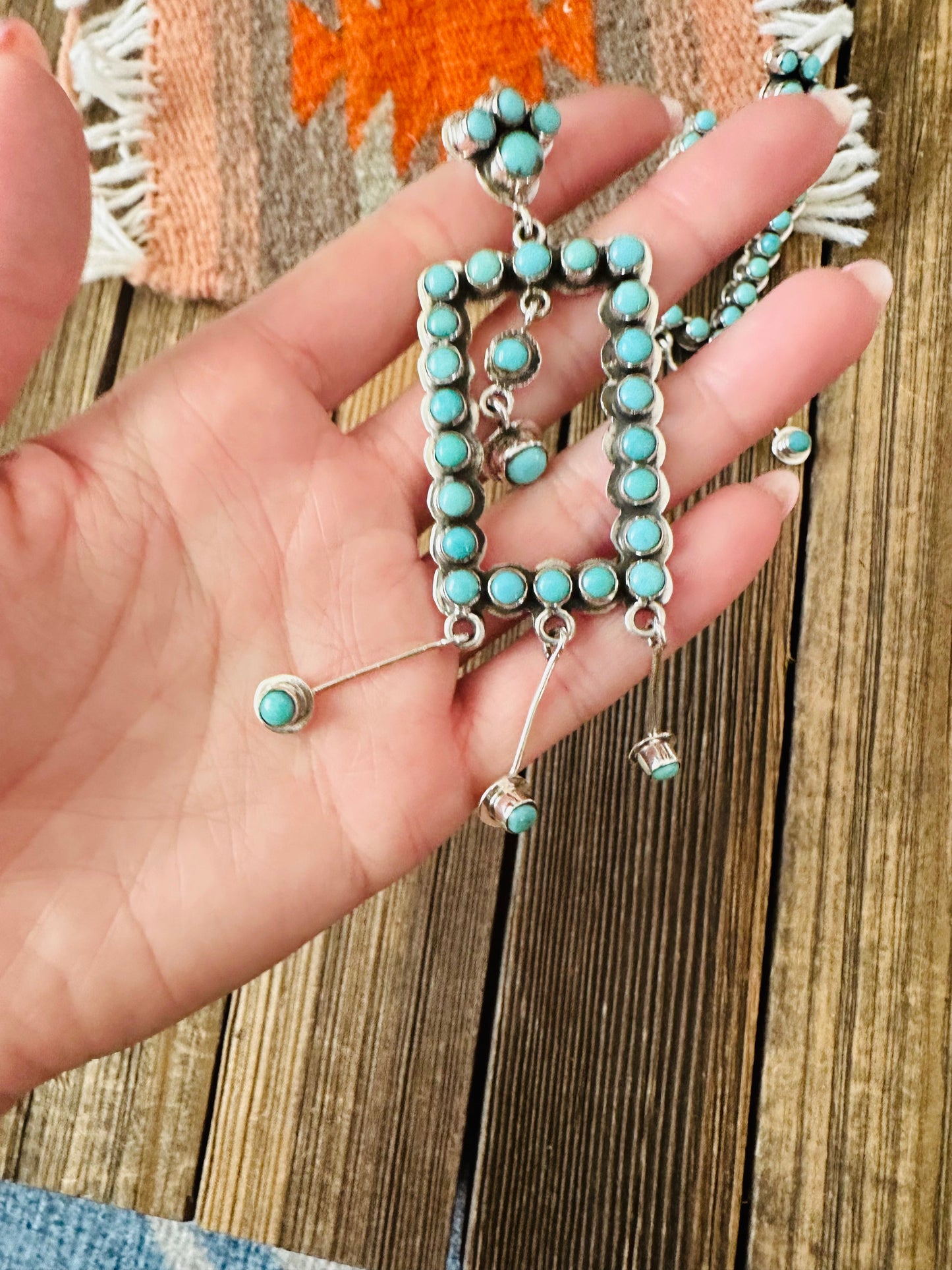 Handmade Turquoise And Sterling Silver Dangle Earrings