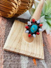 Load image into Gallery viewer, Handmade Sterling Silver &amp; Multi Stone Cluster Adjustable Ring
