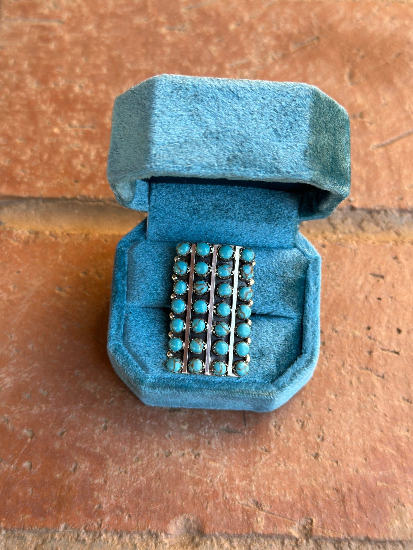 Navajo Sterling Silver & Kingman Turquoise Snake Eye Ring