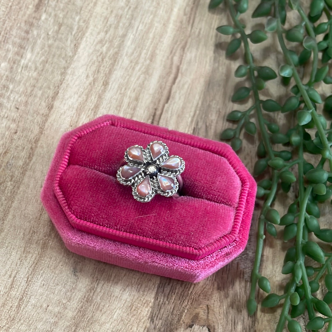 Navajo Opal & Sterling Silver Flower Ring