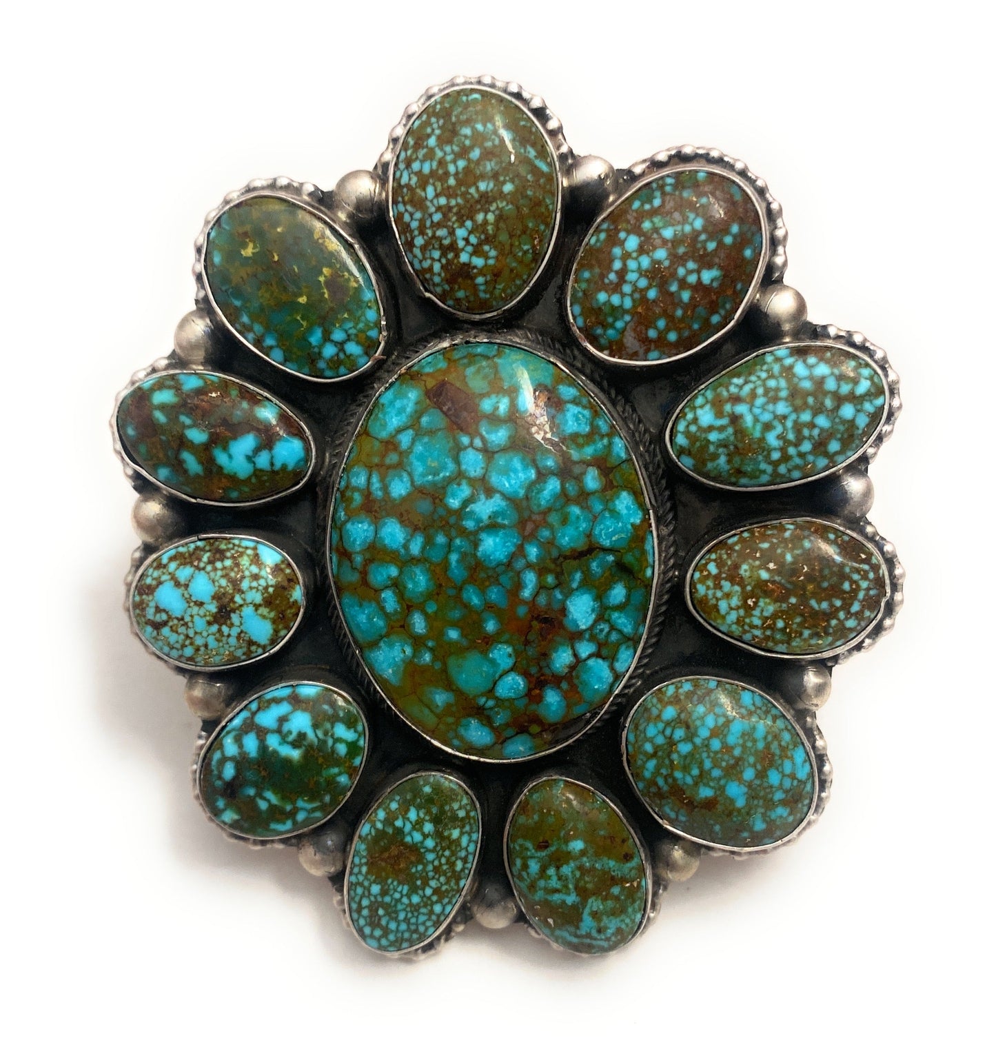 Navajo Kingman Web Turquoise & Sterling Silver Ring Size 7.5 By Kathleen Chavez