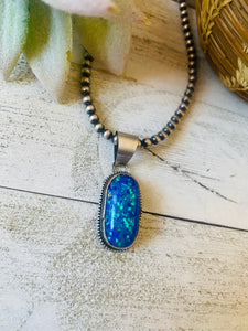 Navajo Sterling Silver & Blue Opal Pendant
