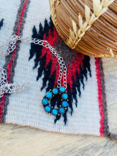 Load image into Gallery viewer, Navajo Sterling Silver &amp; Turquoise Cluster Necklace