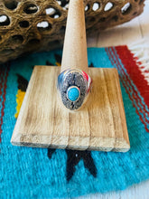 Load image into Gallery viewer, Navajo Kingman Turquoise &amp; Sterling Silver Ring Size 12.5