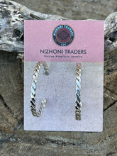 Load image into Gallery viewer, Navajo Southwest Sterling Silver 1 1/2 Inch Diameter Hoop Earrings