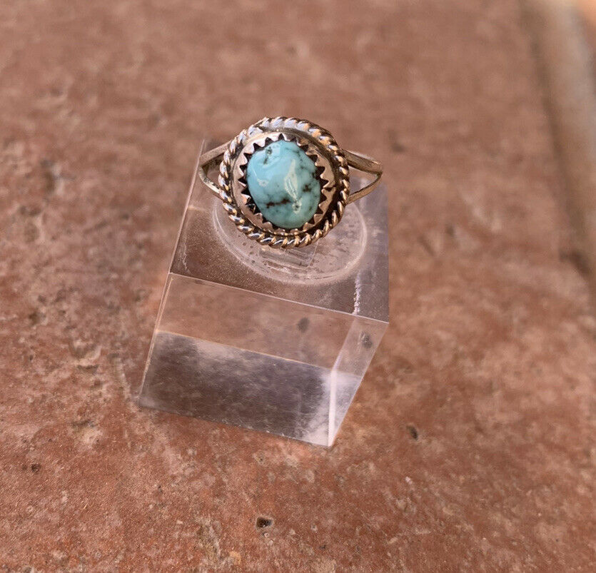 Navajo Turquoise & Sterling Silver Dot Ring