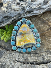 Load image into Gallery viewer, Navajo Turquoise &amp; Bumble Bee Cluster Jumbo Ring Size 7