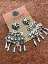 Load image into Gallery viewer, Beautiful Navajo Sterling Silver Concho Dangle Earrings