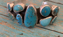 Load image into Gallery viewer, Navajo Mixed Turquoise &amp; Sterling Silver Cuff Bracelet