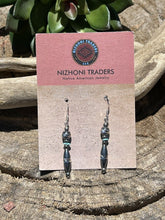 Load image into Gallery viewer, Navajo Diamond Cut Bead Sterling Silver Turquoise Dangle Earrings