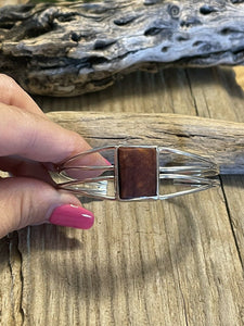 Navajo Spiny Sterling Silver  Bracelet Loop Cuff Stamped Begay