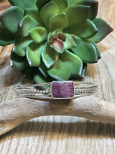 Load image into Gallery viewer, Navajo Square Purple Spiny Sterling Silver Bracelet Rope Style Cuff